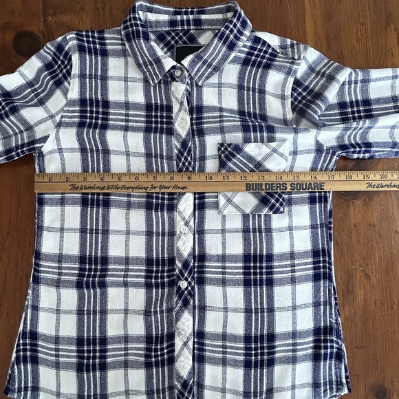 RAILS Navy Blue White PLAID Flannel Button Up SHIRT S Outdoor Casual Hiking - Picture 5 of 12